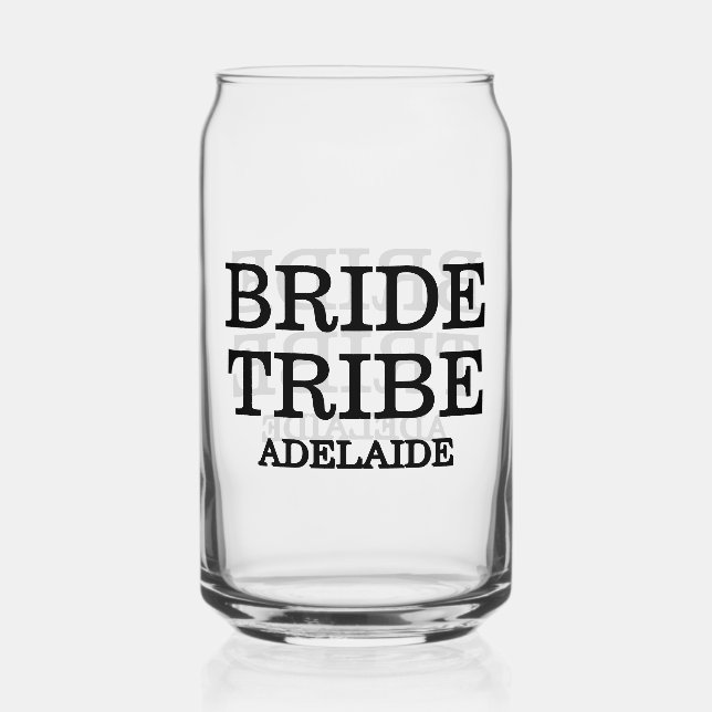Bride Tribe Bridal Party Black Can Glass (Front)