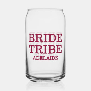 Bride Tribe Bridal Party Cranberry Red Can Glass