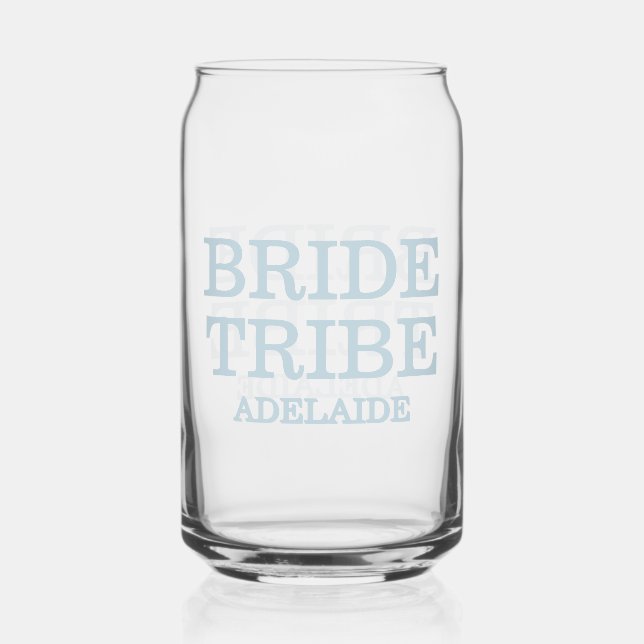 Bride Tribe Bridal Party Dusty Blue Can Glass (Front)