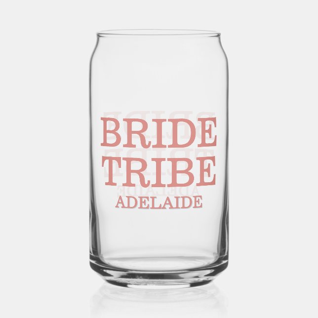 Bride Tribe Bridal Party Dusty Rose Can Glass (Front)