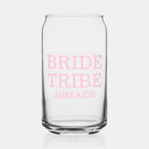 Bride Tribe Bridal Party Pink Can Glass