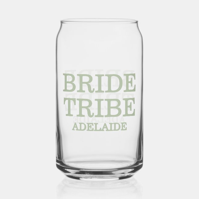 Bride Tribe Bridal Party Sage Green Can Glass (Front)