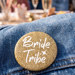 Bride tribe bridal shower pin gold