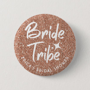 Bride tribe bridal shower rose gold pin