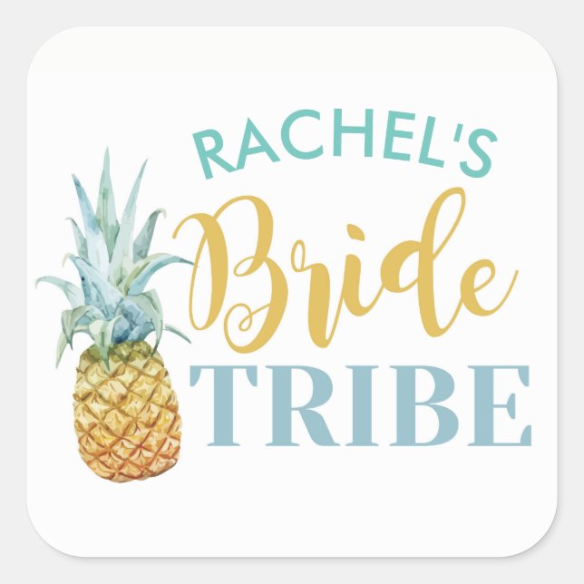 BRIDE Tribe Bridal Shower Stickers Pineapple Luau (Front)