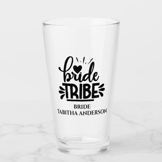 Bride Tribe bride custom wedding Glass (Front)