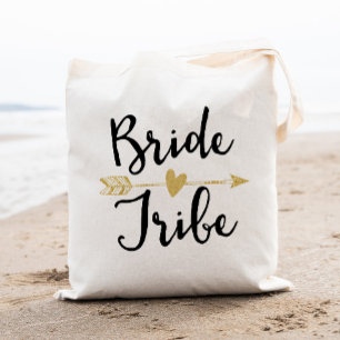 "Bride Tribe" Bridesmaid Black and Golden Tote Bag