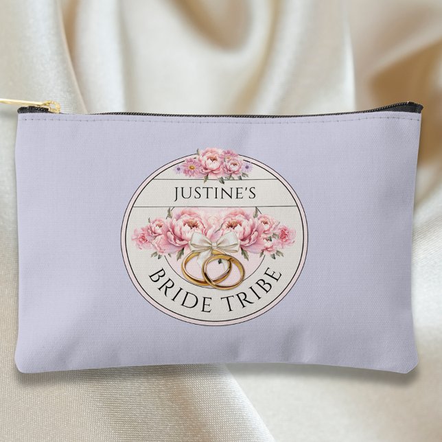 Bride Tribe custom floral purple Accessory Pouch (Creator Uploaded)