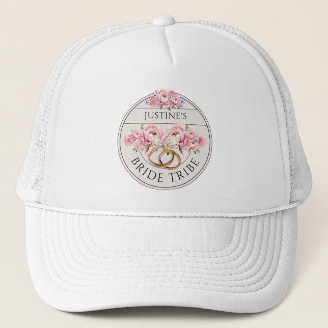 Bride Tribe custom floral Trucker Hat (Front)