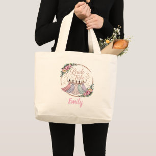 Bride Tribe Custom Name Bachelorette Party  Large Tote Bag