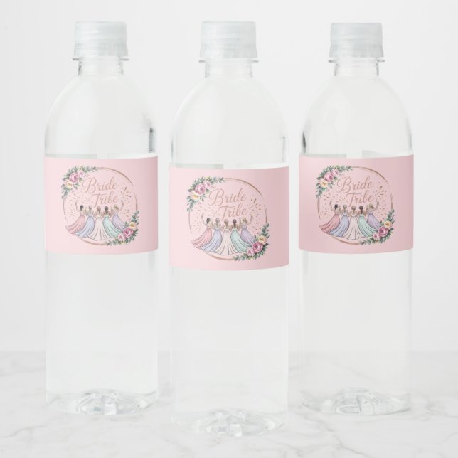 Bride Tribe Custom Name Bachelorette Party  Water Bottle Label (Bottles)