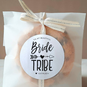 Bride Tribe   Custom Name Wedding Classic Round Sticker