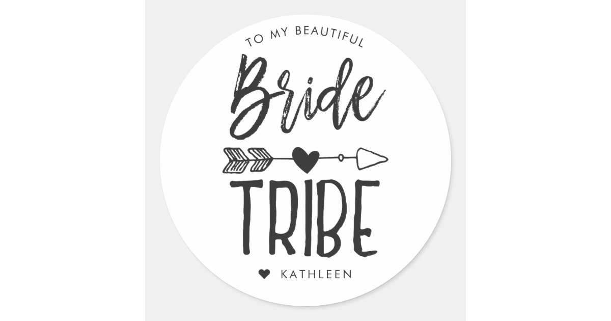 Bride Tribe Custom Name Wedding Classic Round Sticker Zazzle