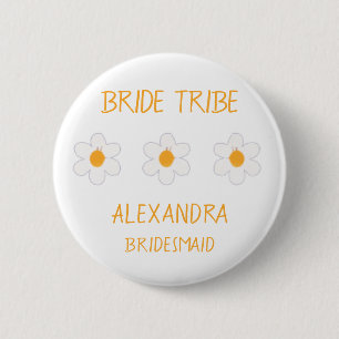 Bride Tribe Daisy Floral Bachelorette Bridesmaid 6 Cm Round Badge