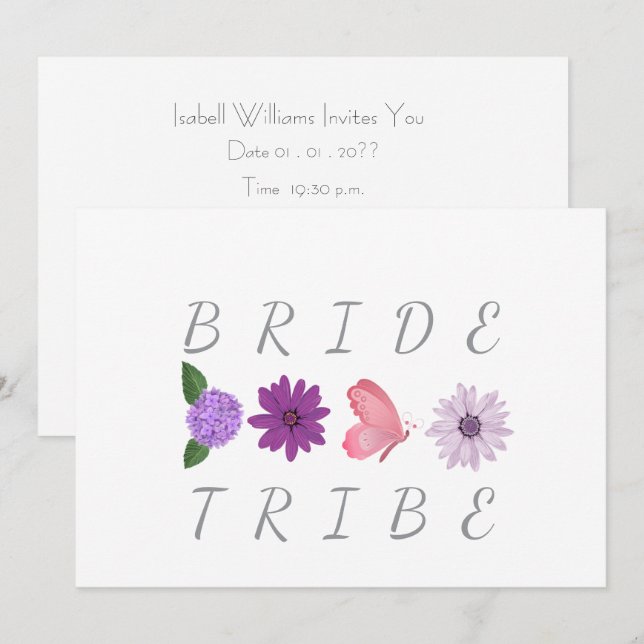Bride Tribe Floral Bride Hen Party  Invitation (Front/Back)