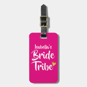 Bride Tribe Gold Date Heart Personalised Luggage Tag