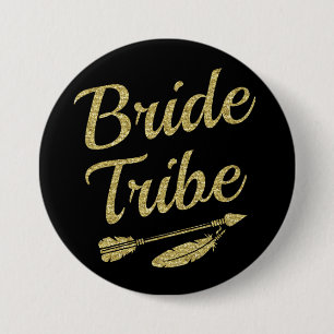 Bride Tribe Gold Glitter bridesmaid button