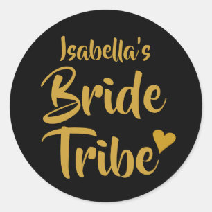 Bride Tribe Gold Heart Bridal Shower Classic Round Sticker