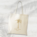 Bride Tribe Gold Tropical Palm Tree Custom Tote Bag<br><div class="desc">This fun tropical palm tree tote bag with the words "Bride Tribe" in gold is the perfect bridesmaid or welcome gift for a tropical beach destination or outdoor wedding! Personalise it with your bridesmaid's name.</div>