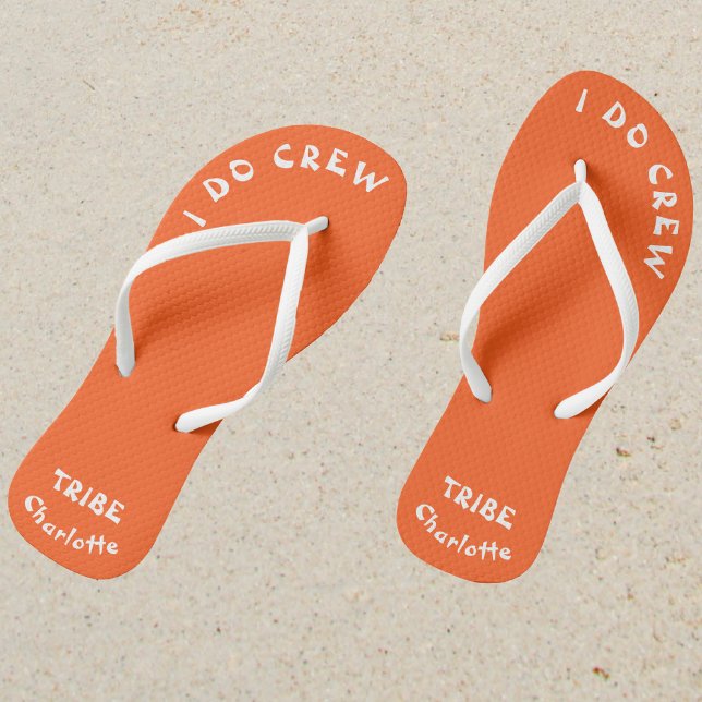 Bride Tribe I Do Crew Neon Orange Thongs (Sand)