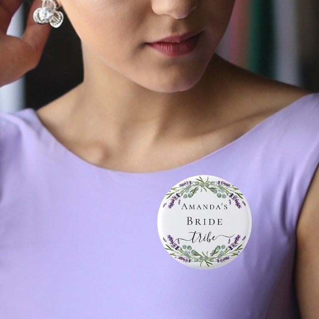 Bride tribe lavender violet eucalyptus greenery 3 cm round badge (Creator Uploaded)