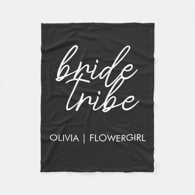 Bride Tribe | Modern Flower Girl Fleece Blanket (Front)