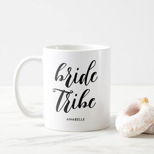 Bride Tribe Modern Minimalist Bachelorette Party Coffee Mug (With Donut)