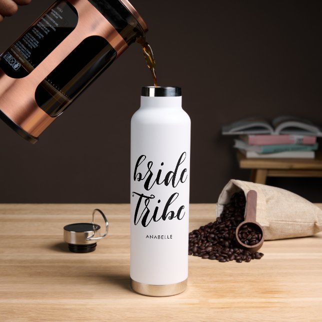 Bride Tribe Modern Minimalist Bachelorette Party Water Bottle (Coffee)
