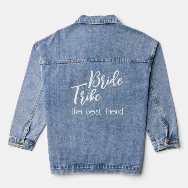 Bride Tribe Modern Script Wedding Denim Jacket (Back)