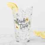 Bride Tribe Modern Watercolor Floral Foliage Glass<br><div class="desc">Composed of serif and playful cursive script typography. All against a backdrop of white background with watercolor floral flower and foliage botanicals. This design is simple,  modern and fun!

This is designed by White Paper Birch Co.,  exclusive for Zazzle.

Available here:
http://www.zazzle.com/store/whitepaperbirch</div>