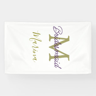 Bride tribe monogram bridal shower simple golden p banner