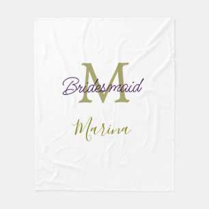 Bride tribe monogram bridal shower simple golden p fleece blanket