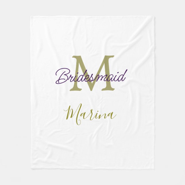 Bride tribe monogram bridal shower simple golden p fleece blanket (Front)