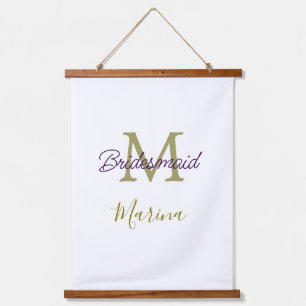 Bride tribe monogram bridal shower simple golden p hanging tapestry