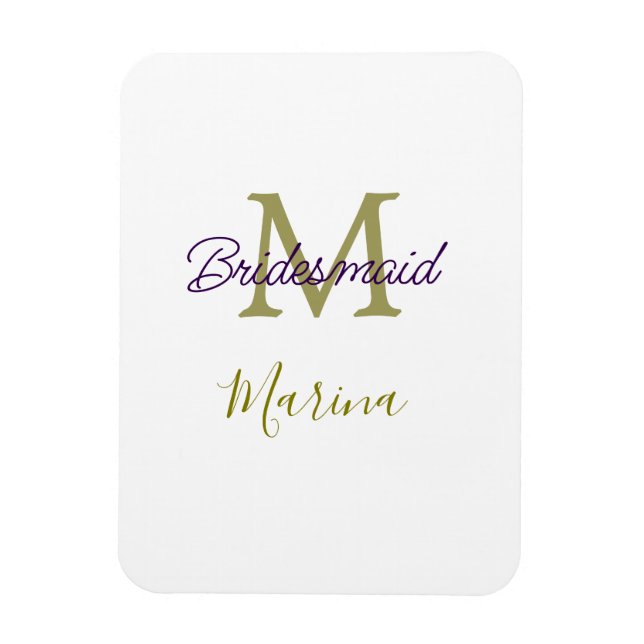 Bride tribe monogram bridal shower simple golden p magnet (Vertical)