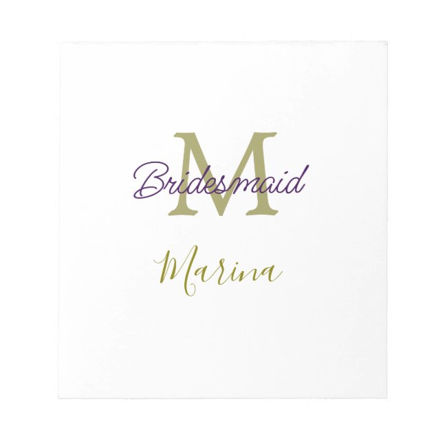 Bride tribe monogram bridal shower simple golden p notepad (Front)