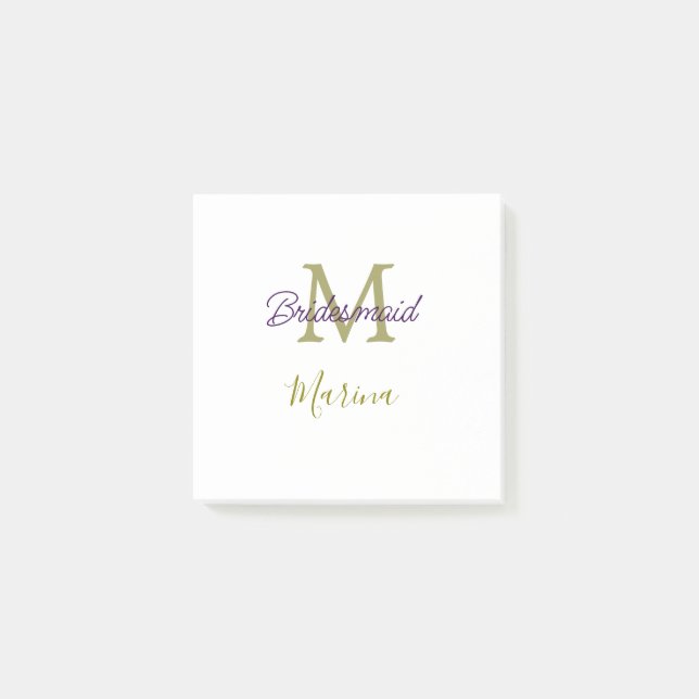 Bride tribe monogram bridal shower simple golden p post-it notes (Front)