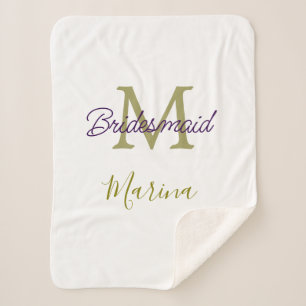 Bride tribe monogram bridal shower simple golden p sherpa blanket