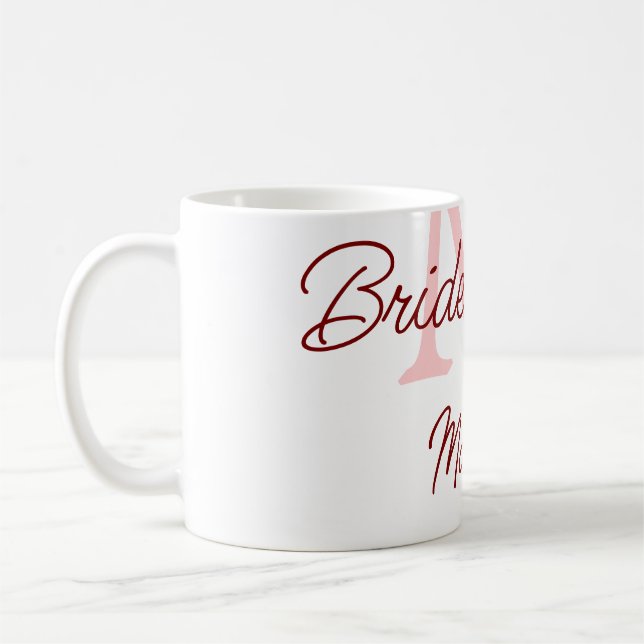 Bride tribe monogram red bridal shower simple mini coffee mug (Left)