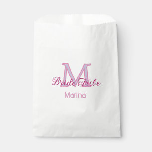 Bride tribe monogram red bridal shower simple mini favour bag