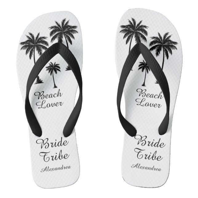 Bride Tribe Palm Tree Beach Lover Thongs (Footbed)