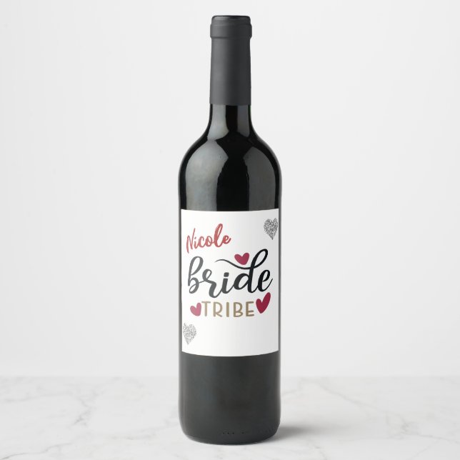 Bride Tribe Personalised Name  Wine Label (Front)
