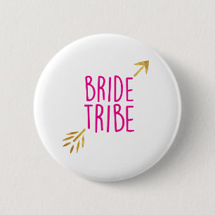 {Bride Tribe} Pink & Gold 6 Cm Round Badge