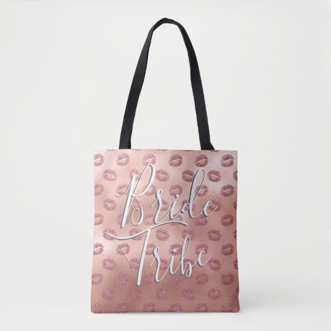 Bride Tribe Pink Kisses Bachelorette Party Bag (Front)