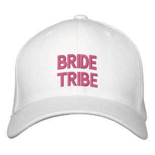 Bride Tribe Pink Typography Bachelorette Embroidered Hat