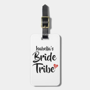 Bride Tribe Red Date Heart Personalised Luggage Tag
