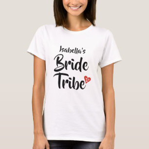 Bride Tribe Red Date Heart Personalised T-Shirt