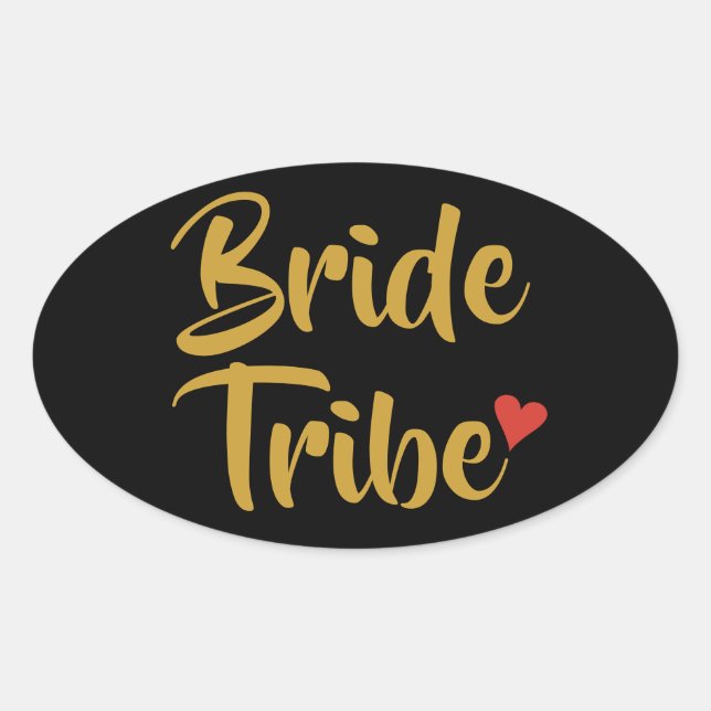 Bride Tribe Red Heart Oval Sticker (Front)