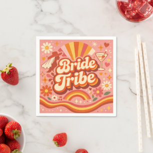 Bride Tribe Retro Bachelorette Party Groovy Napkin