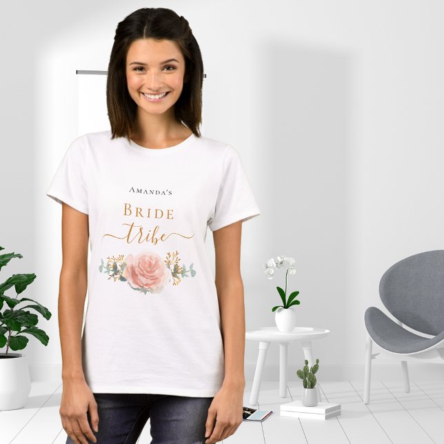 Bride tribe rose gold floral eucalyptus greenery T-Shirt (Creator Uploaded)